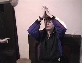 Tao performs his Panier Packing Ritual in out second dorm at St Briavels Castle youth hostel